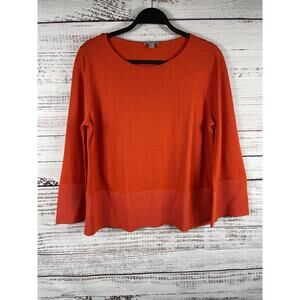 COS Sweater Women's Medium Orange Knit Ribbed Hem Crewneck Long Sleeve Pullover